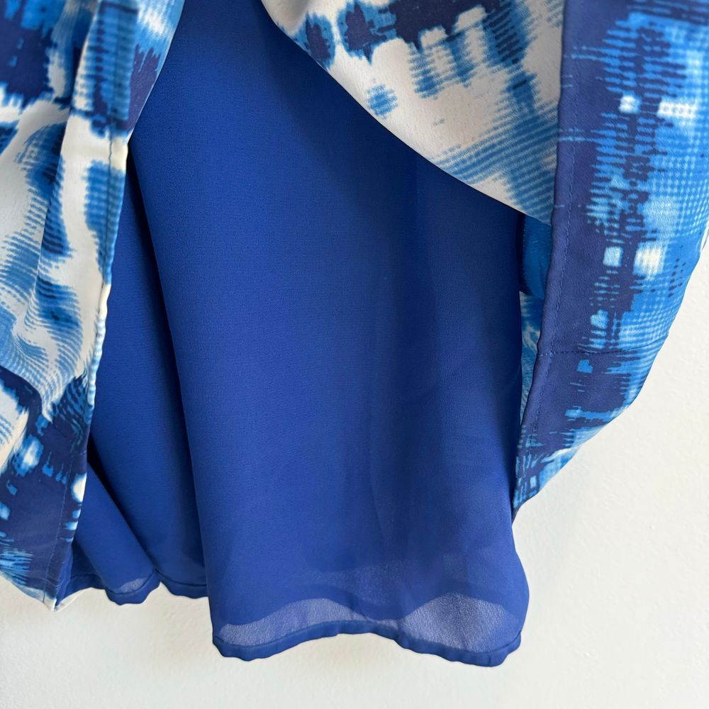 Boston Proper Size 6 Blue White Tie Dye Boho Dress Cinched Waist Tropical Resort - Picture 6 of 9